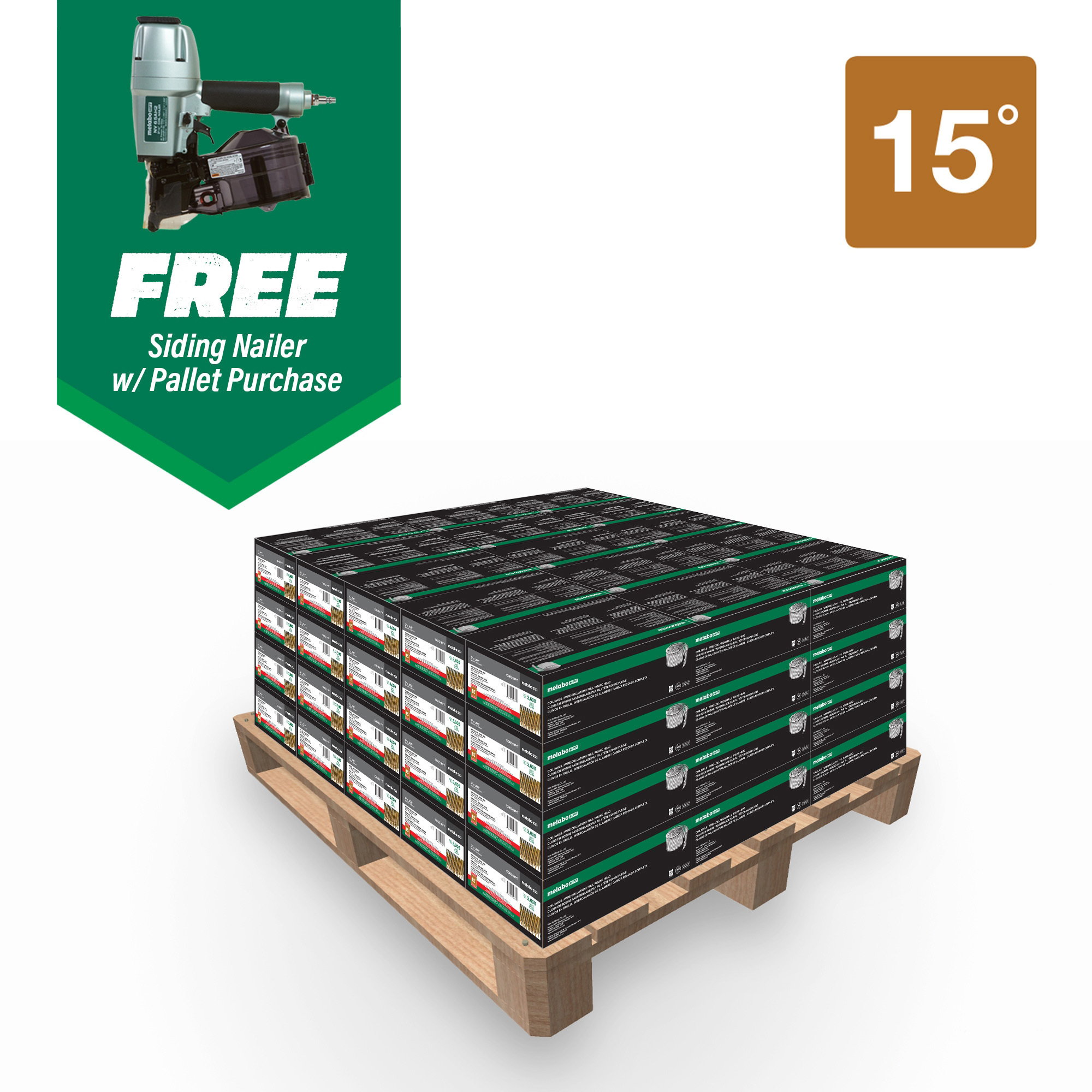 Metabo HPT 2in. Siding Nails — Full Round Head, Wire Coil, Free Pneumatic Siding Nailer, Model# 13365HNV65AH2M